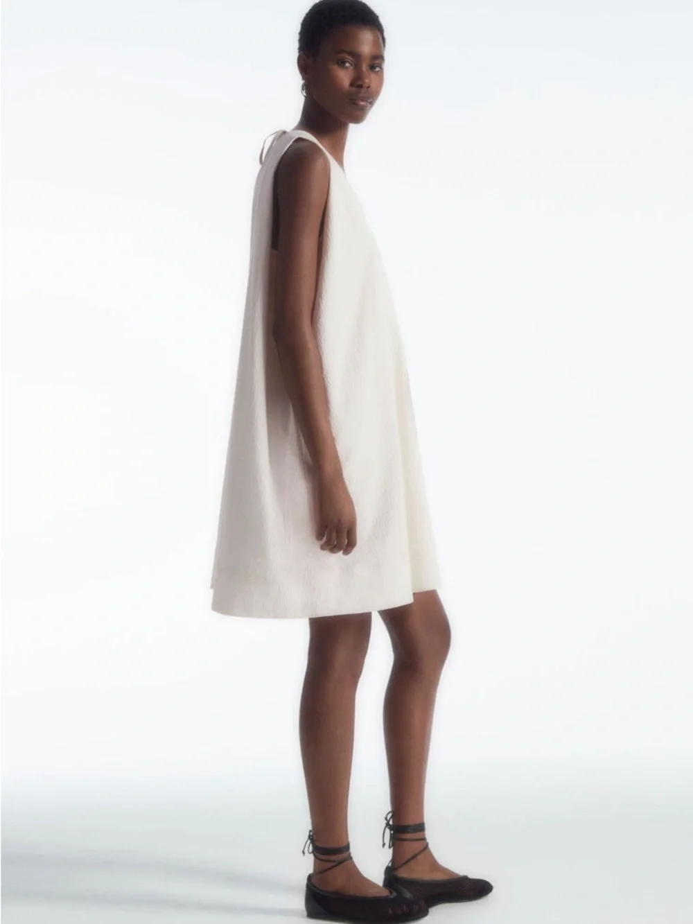 COS A-Line Sleeveless Mini Dress cream off white size 10 Lagenlook quiet luxury